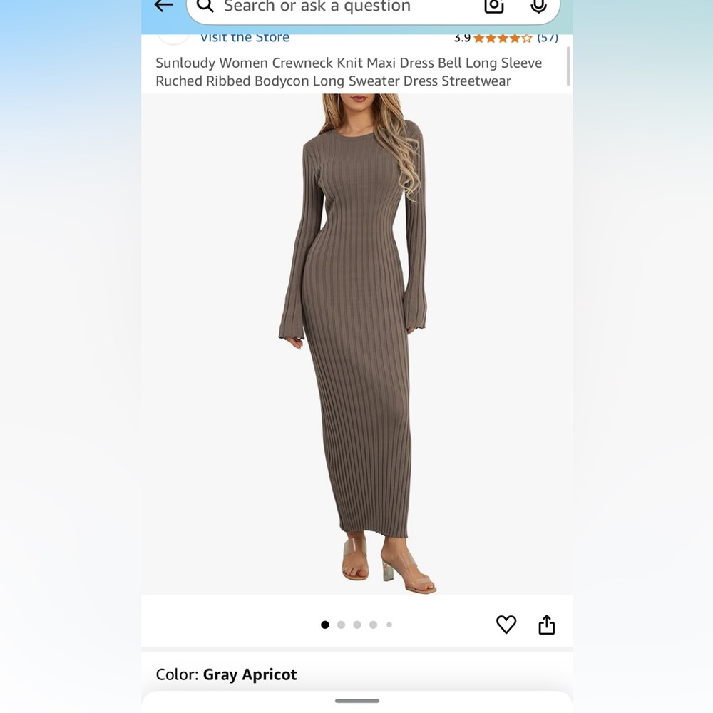 Women's Gray Ribbed Maxi Dress